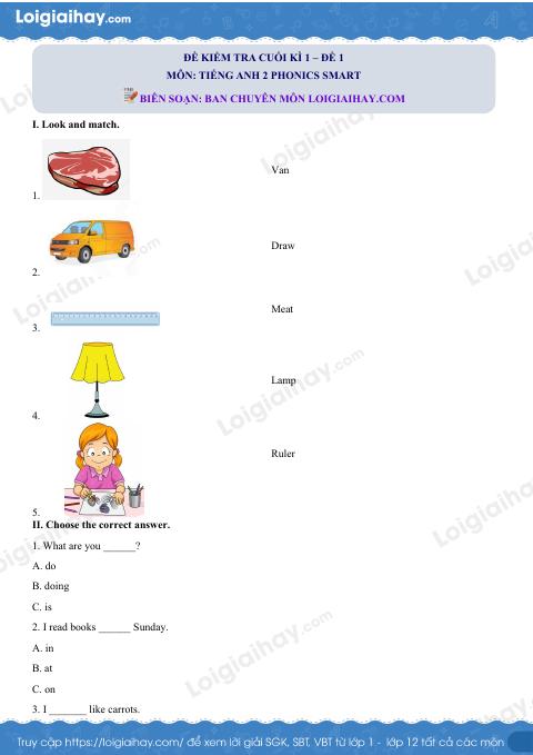 5 đề thi học kì 1 Tiếng Anh 2 phonics smart có đáp án và lời giải chi tiết
